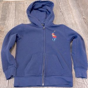 Boy (sz7) Polo Ralph Lauren Tie-Dye Print Big Pony Fleece zip hoodie
